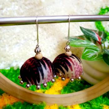 black fabric traditional jhumka earrings 1