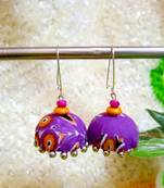 purple fabric traditional jhumka earrings