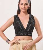 women's tissue padded back open sleeveless saree blouse