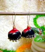 black fabric traditional jhumka earrings