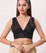 women's tissue padded back open sleeveless saree blouse