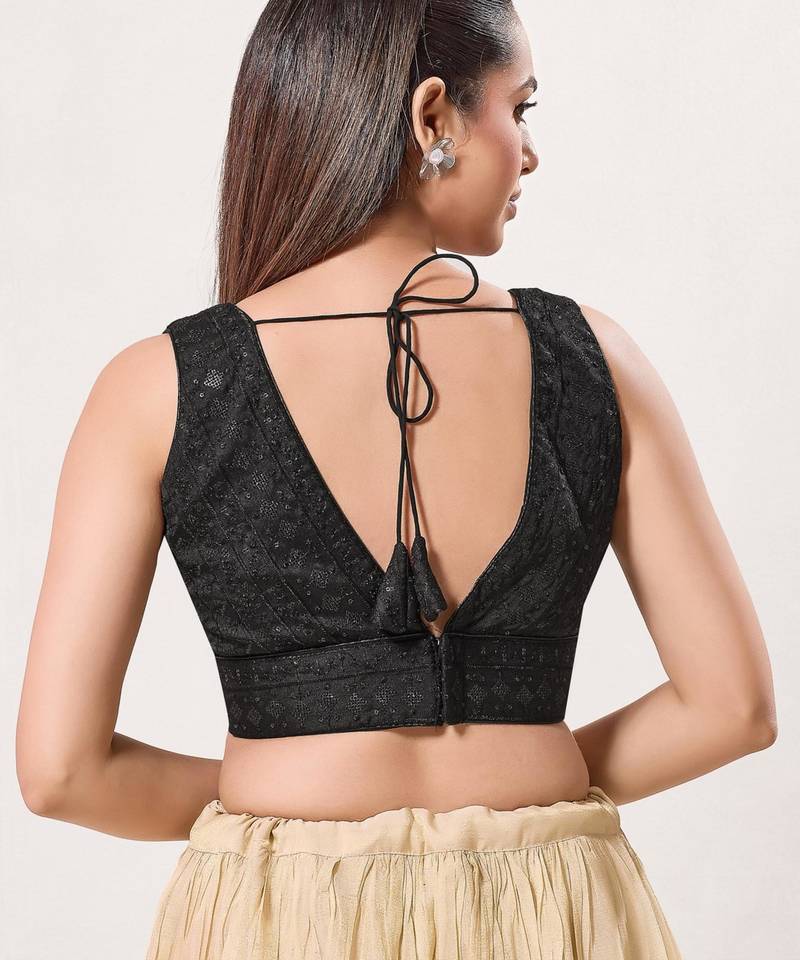women's tissue padded back open sleeveless saree blouse