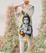 Festive special cotton digital printed heavy crochet sequins men's kurta bottom set