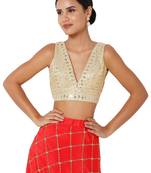 women's tissue padded back open sleeveless saree blouse