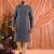 Grey traditional linen cotton heavy embroidery men's kurta with pajama set