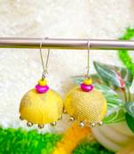 yellow fabric traditional jhumka earrings