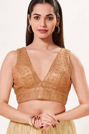 women's tissue padded back open sleeveless saree blouse
