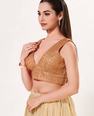 women's tissue padded back open sleeveless saree blouse 3
