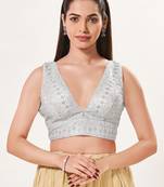 women's tissue padded back open sleeveless saree blouse