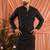 Black traditional wedding linen cotton embroidered men's kurta