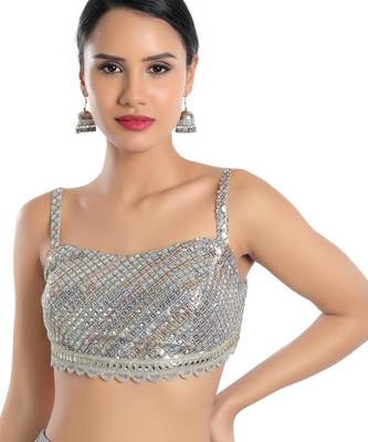 women's georgette padded back open sleeveless saree blouse 1