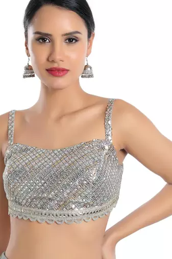 women's georgette padded back open sleeveless saree blouse