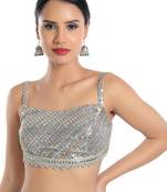 women's georgette padded back open sleeveless saree blouse