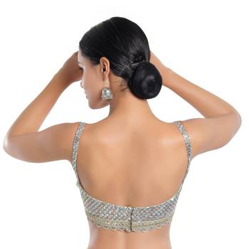 women's georgette padded back open sleeveless saree blouse 2
