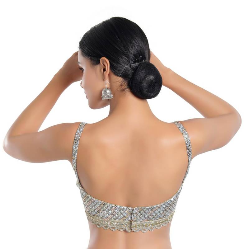 women's georgette padded back open sleeveless saree blouse