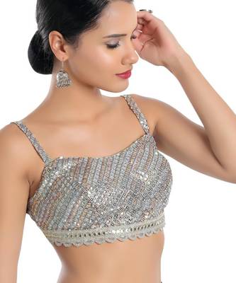 women's georgette padded back open sleeveless saree blouse 3