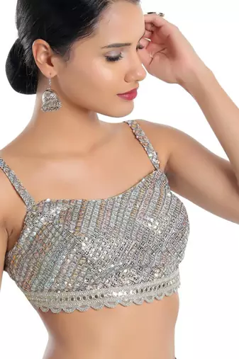 women's georgette padded back open sleeveless saree blouse