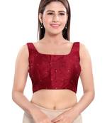 women's dupion silk blend  padded back open sleeveless saree blouse