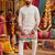 Multicolor men's carnival special cotton digital print crochet sequins kurta with bottom set