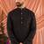 Black traditional wedding wear linen cotton embroidery work men's kurta set