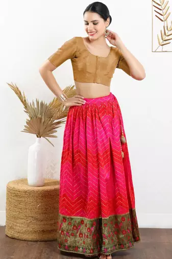 women's shimmer padded front open elbow-sleeves saree blouse