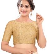 women's mulbury silk blend  padded back open elbow-sleeves saree blouse