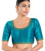 women's mulbury silk blend  padded front open elbow-sleeves saree blouse