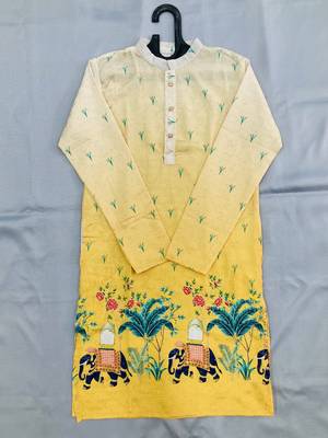 Multicolor men's carnival special cotton digital print crochet sequins kurta with bottom set 4