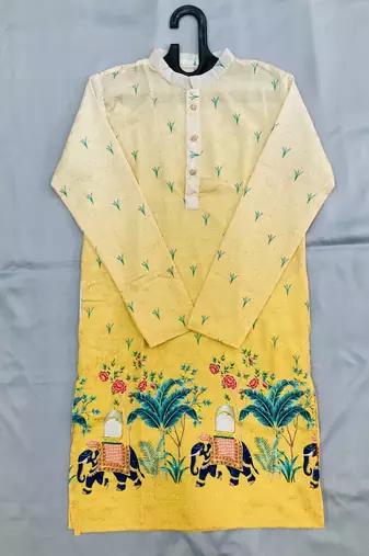 Multicolor men's carnival special cotton digital print crochet sequins kurta with bottom set