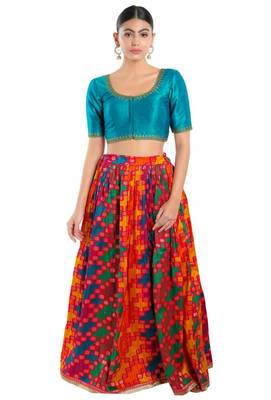 women's mulbury silk blend  padded front open elbow-sleeves saree blouse 4