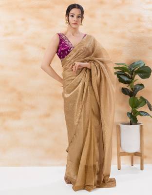 women's silk blend  padded back-open sleeveless saree blouse 4
