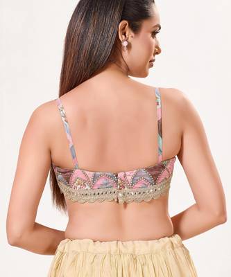 women's brocade padded back-open sleeveless saree blouse 2