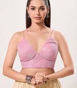 women's sequence padded back-open sleeveless saree blouse