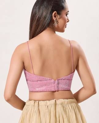 women's sequence padded back-open sleeveless saree blouse 3