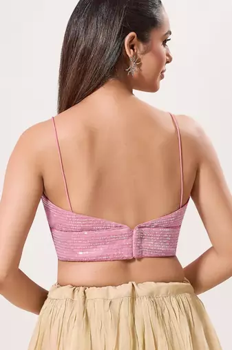 women's sequence padded back-open sleeveless saree blouse