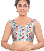 women's mulbury silk blend  padded back open sleeveless saree blouse