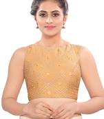 women's cotton silk blend  padded back open sleeveless saree blouse