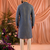 Grey traditional linen cotton heavy embroidery men's kurta with pajama set