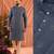 Grey festive wear linen cotton heavy embroidery men's kurta