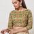 women's printed padded front-open elbow-length-sleeves saree blouse
