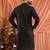 Black traditional wedding linen cotton embroidered men's kurta