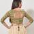 women's printed padded front-open elbow-length-sleeves saree blouse