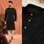 Black traditional wedding linen cotton embroidered men's kurta
