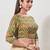 women's printed padded front-open elbow-length-sleeves saree blouse