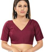 women's silk blend  padded back open elbow-sleeves saree blouse