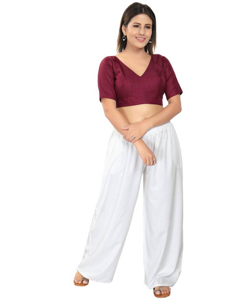 women's silk blend  padded back open elbow-sleeves saree blouse