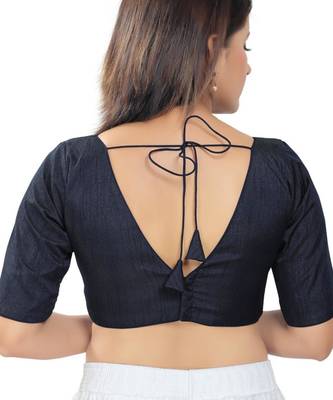women's silk blend  padded back open elbow-sleeves saree blouse 2