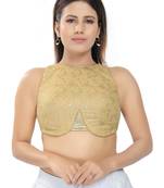 women's brocade padded back open sleeveless saree blouse