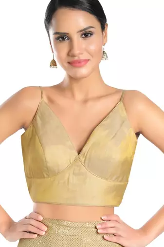 women's tissue padded back open sleeveless saree blouse