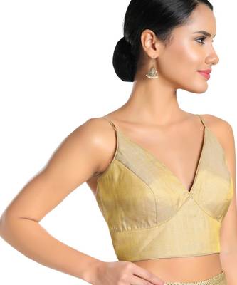 women's tissue padded back open sleeveless saree blouse 3
